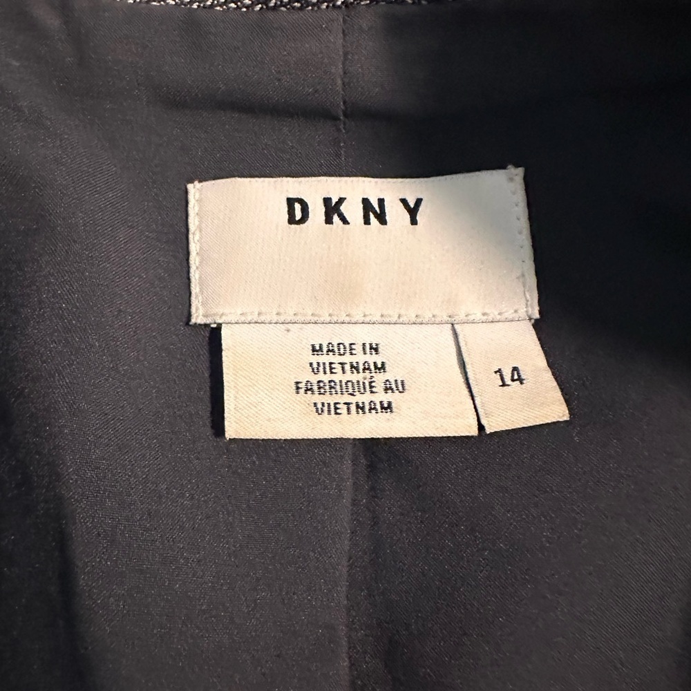 DKNY Longline Wool Blend Blazer Jacket 14 | Grey Open Front Duster Coat Trench - Picture 4 of 6